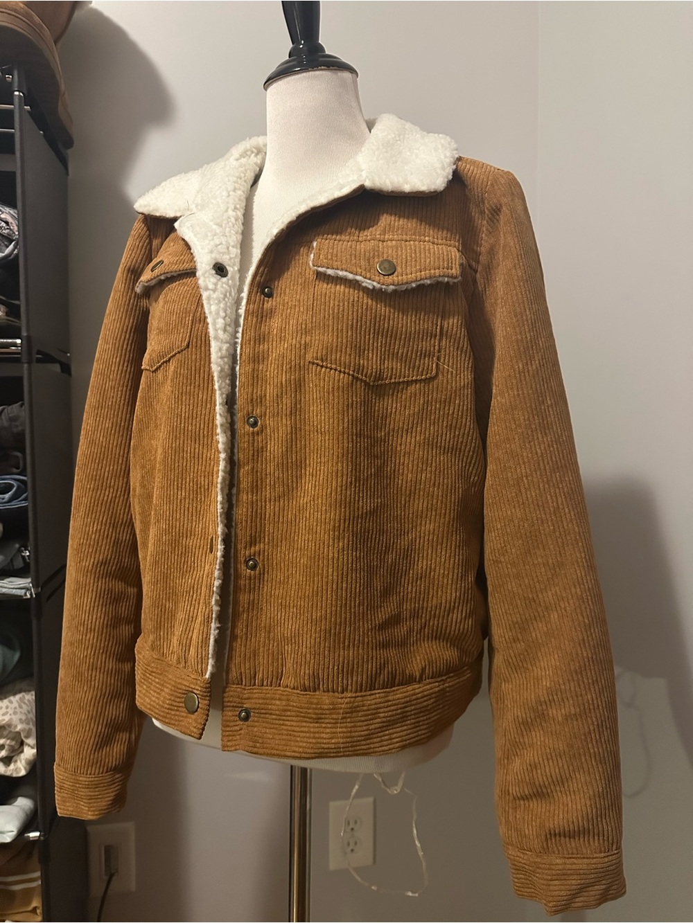 Emery Rose Brown Corduroy Sherpa Lined Jacket – Size Large - Picture 3 of 6